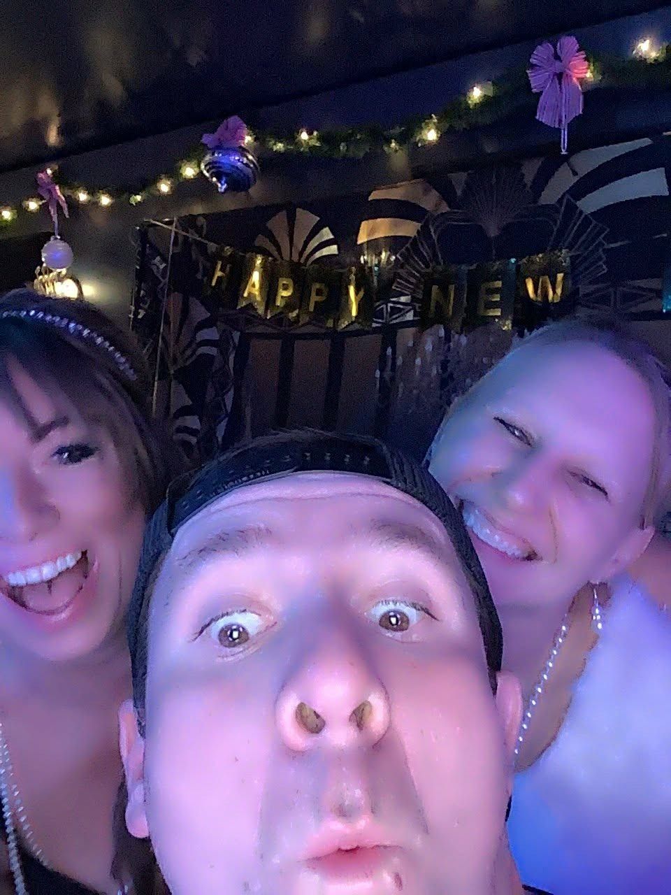 New Year's Eve selfie with friends
