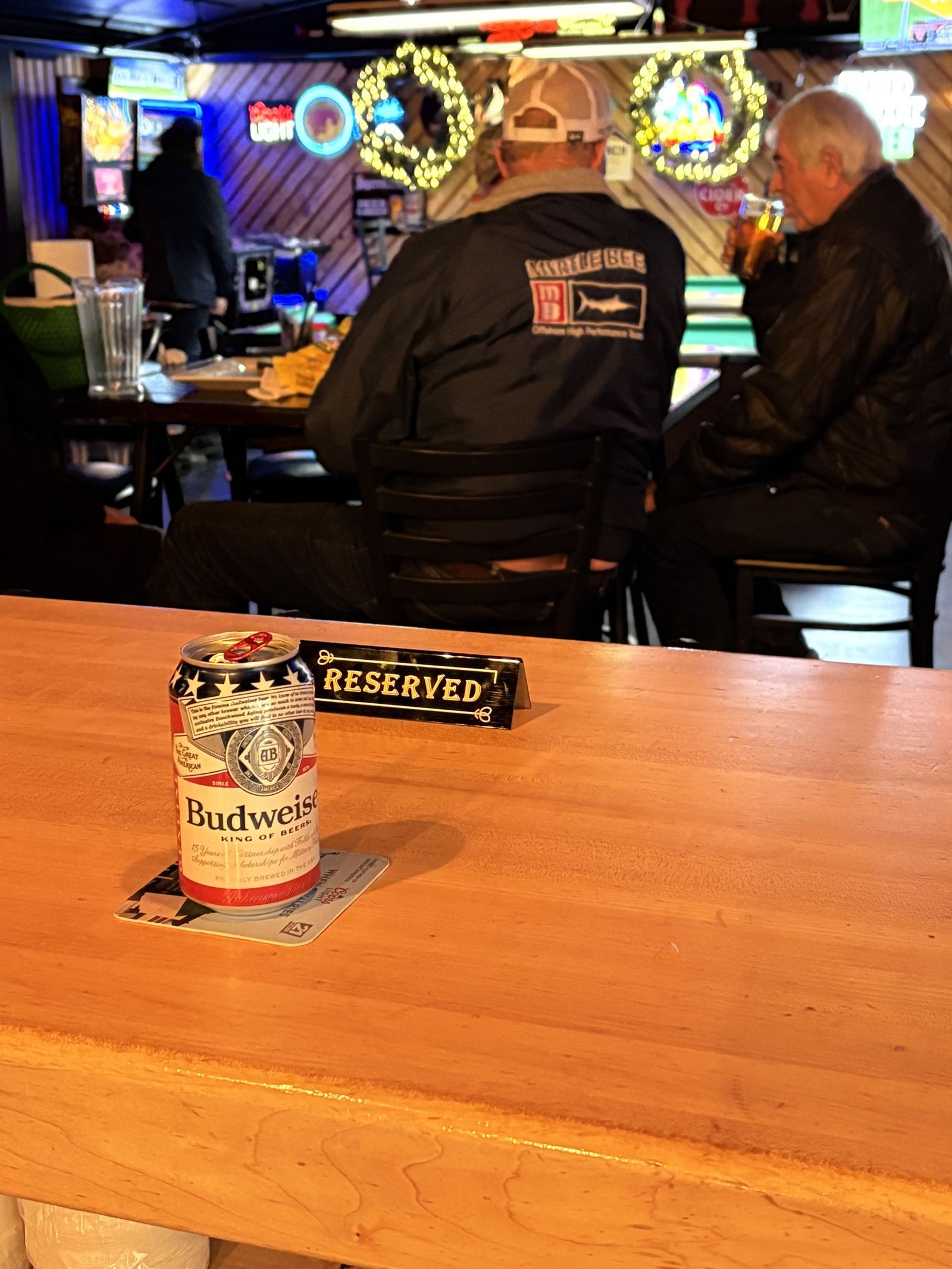 A reserved table at The Pink Elephant bar
